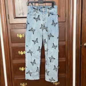 High Rise Wild Fable Denim with Black Butterfly Accents